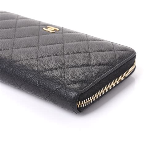 chanel caviar zip wallet